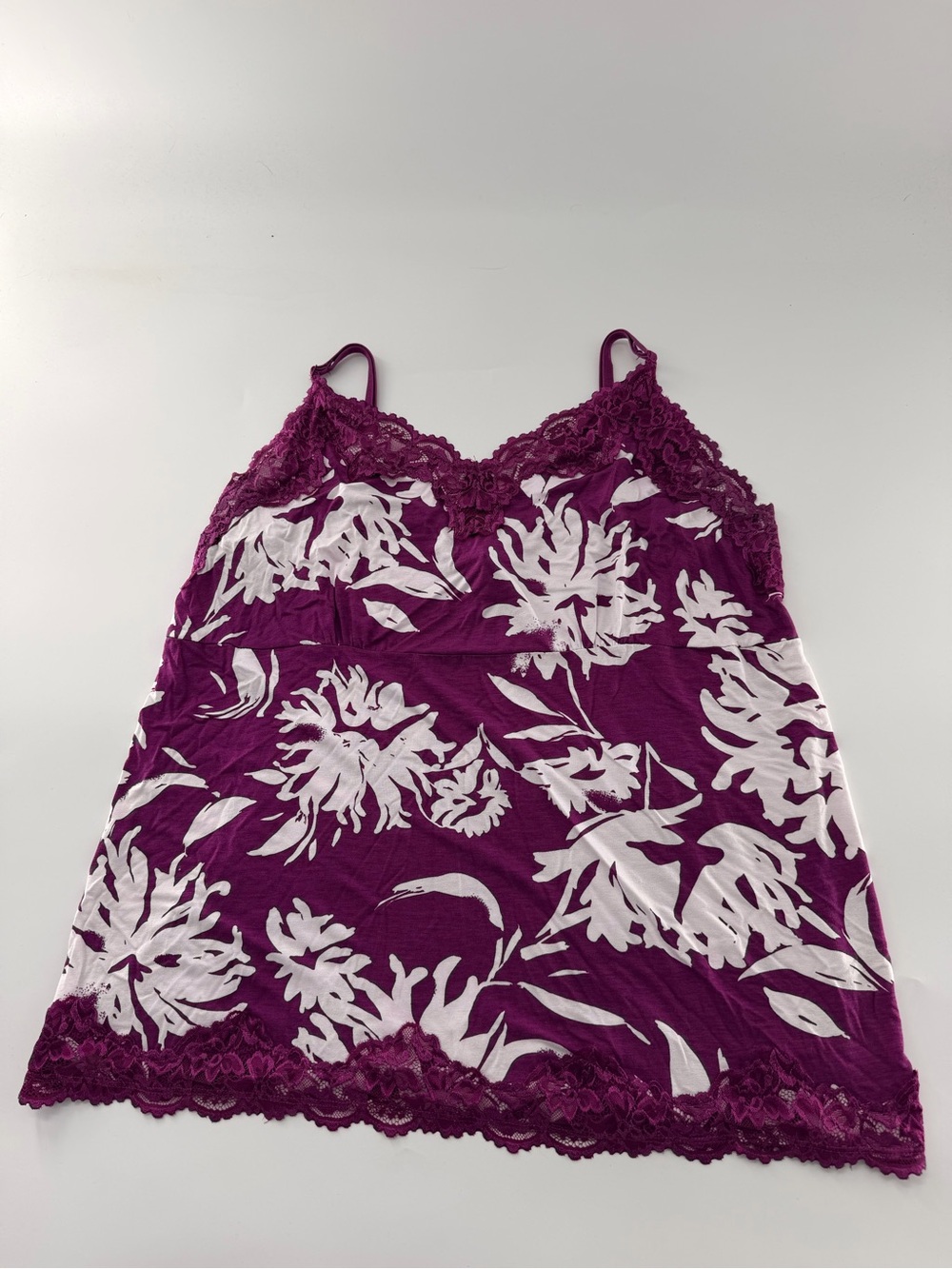 Lane Bryant Purple White Tank Top Cami Plus Size Lace Lined 18/20 Y2K Women’s